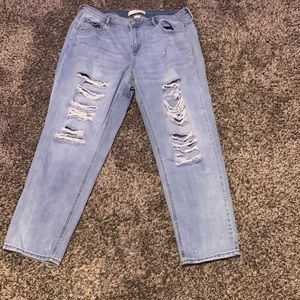 Women’s ripped straight leg jeans